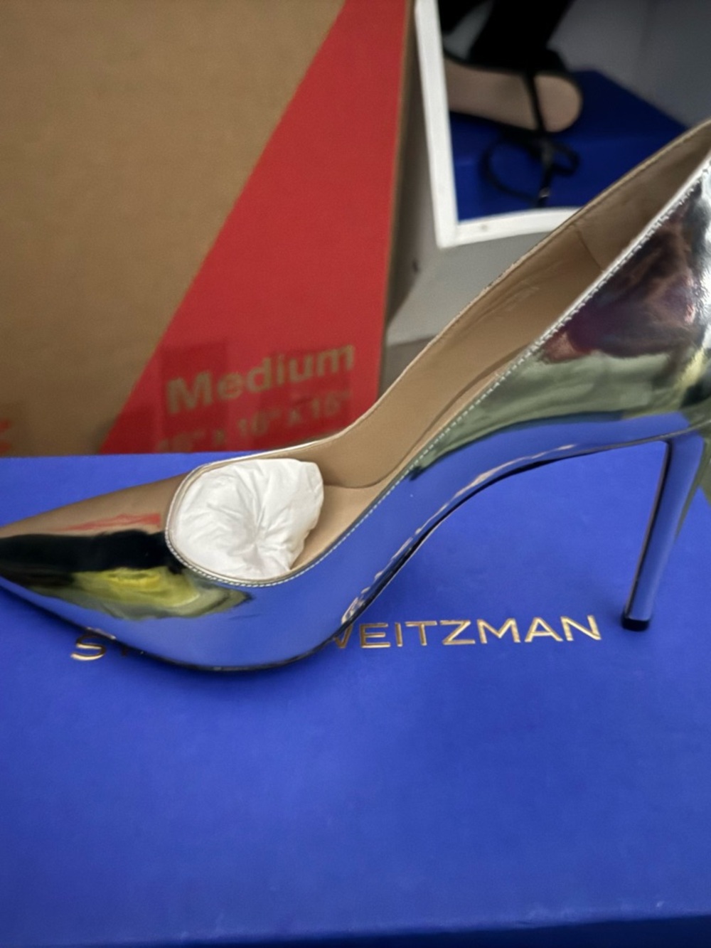 Stuart Weitzman Silver Metallic Pointed-Toe Stiletto Pump